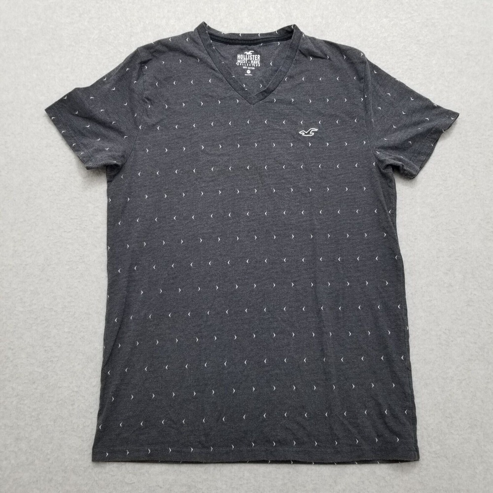Hollister Shirt Mens Medium Gray‎ Short Sleeve V Neck Casual